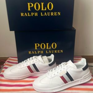 Brand New Men Ralph Lauren White Leather Tennis Shoes Final Price